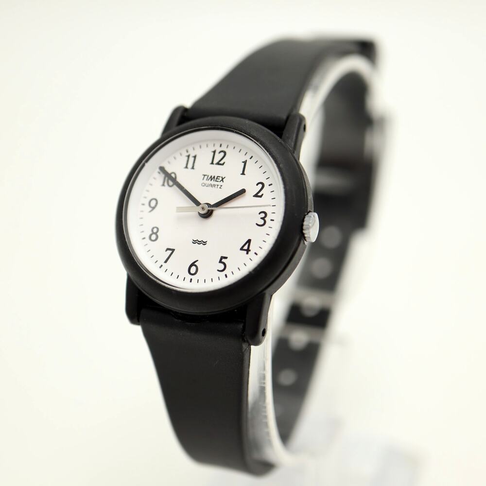 Vintage Timex Black 25mm Womens Watch Easy Read Minimal with New Battery